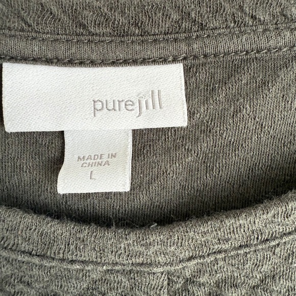 PURE JILL Charcoal Gray Quilted Cozy Casual Ladies Long Sleeve Pullover, L - Picture 3 of 5